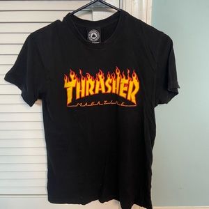 A black thrasher T-shirt